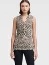 DONNA KARAN DKNY WOMEN'S PLEATED LEOPARD TOP WITH TIE NECK -,74261918