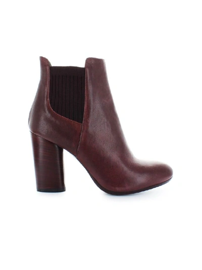 Fiori Francesi Bordeaux Leather Boots In Red
