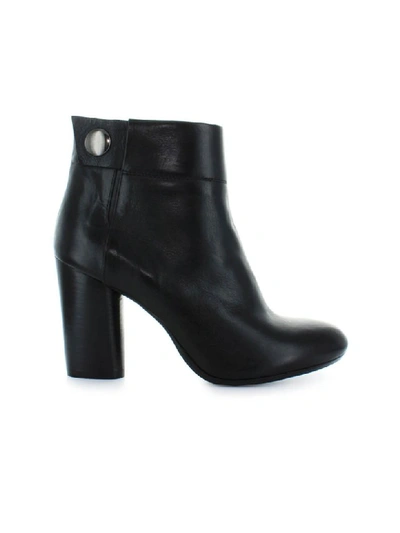 Fiori Francesi Black Leather Ankle Boots With Button