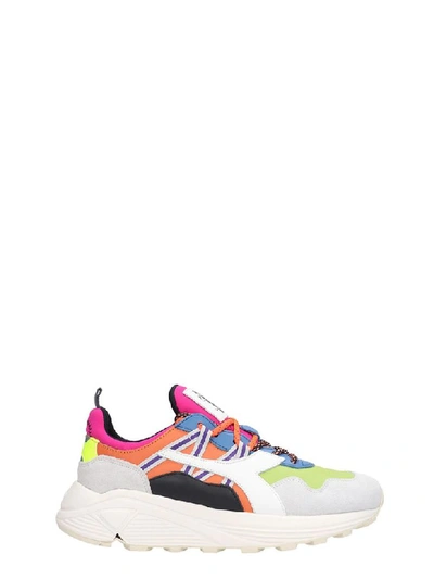 Diadora Rave Leather Sneakers In White Leather And Fabric In Multi