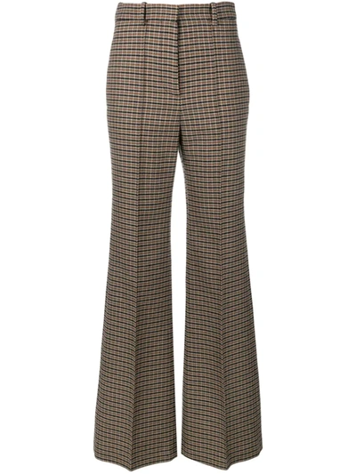 Victoria Beckham Check Patterned Flared Trousers In Black