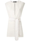 ANDREA MARQUES SLEEVELESS BELTED BLOUSE