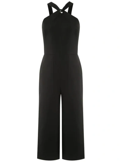 Andrea Marques Side Pockets Cropped Jumpsuit In Black