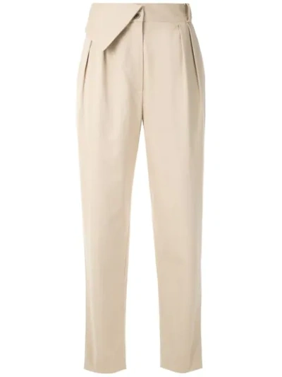 Andrea Marques Flap Waistband Trousers In Neutrals