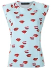 ANDREA MARQUES LIPS PRINT PADDED SHOULDERS VEST