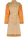 VERSACE QUILTED SLEEVE BAROQUE TRENCH COAT