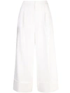 Tibi Anson Stretch Cuffed Tuxedo Pants In White