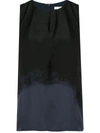 Tibi Patchwork Sleeveless Layered Blouse In Blue