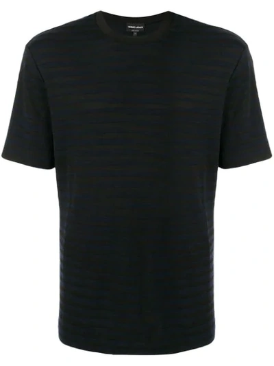Giorgio Armani Embroidered Logo T-shirt In Black
