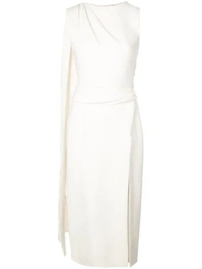 Oscar De La Renta Sleeveless Wool Crepe Pencil Dress In White