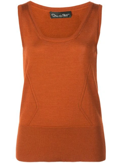 Oscar De La Renta Knit Tank Top In Orange