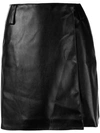 WALK OF SHAME FAUX-LEATHER WRAP SKIRT