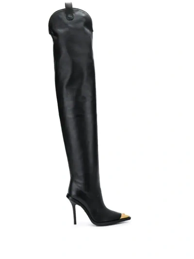 Versace V-western过膝靴 In Black