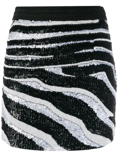 Amen Minirock Mit Zebra-print In Black White