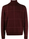 CANALI CHECKED ROLL-NECK JUMPER