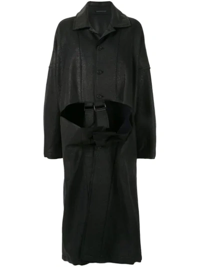 Yohji Yamamoto B/buckle Pt Coat In Black