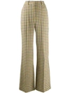 Victoria Beckham Houndstooth High Waist Wool Blend Wide Leg Pants In Neutrals