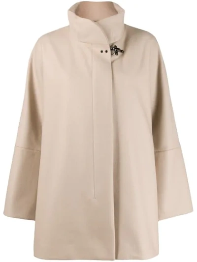 Fay Oversized High-neck Coat In Neutrals
