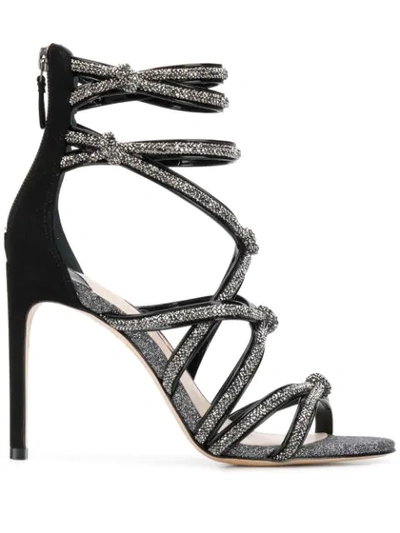 Sophia Webster Women's Giovanna Strappy Crystal Embellished Glitter Sandals In Black