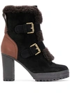 SEE BY CHLOÉ BLOCK HEEL BUCKLE DETAIL BOOTS