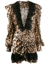 AMEN DEEP V-NECK LEOPARD PRINT DRESS