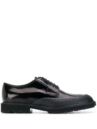 Tod's Pebbled Derby Shoes In B999 Nero