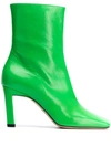 Wandler Isa Square-toe Leather Ankle Boots In Green