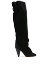 Isabel Marant Lacine Suede Knee Boots In Black