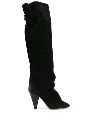 Isabel Marant Lacine Suede Knee Boots In 01bk Black