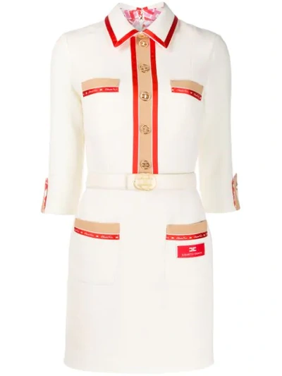 Elisabetta Franchi Logo Trim Shirt Dress In White