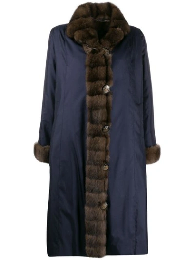 Liska Kovi Fur-trimmed Coat In Blue