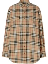 Burberry Ladies Vintage Check Stretch Cotton Button-down Collar Shirt In Neutrals