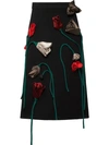 PRADA NATTÉ FLORAL-APPLIQUÉ GABARDINE SKIRT