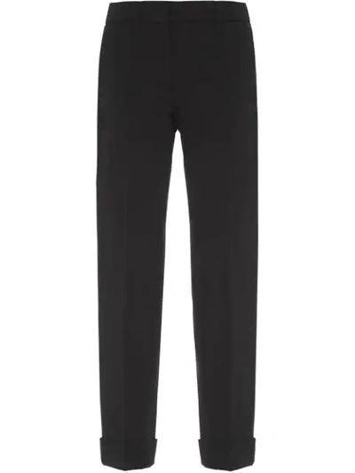 Prada Slim-fit Cropped Trousers In Black