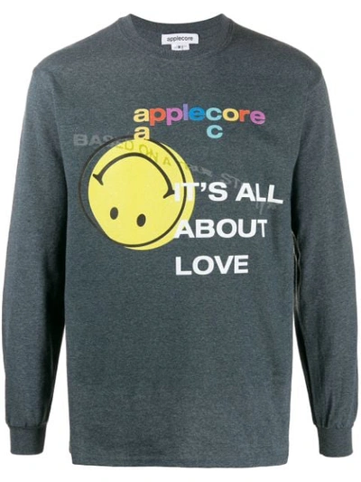 Applecore Smiley Face Print Sweatshirt In Green
