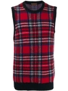 ALTEA TARTAN PATTERNED SLEEVELESS SWEATER