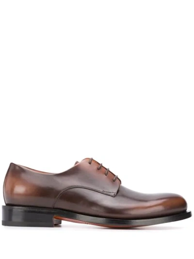 Santoni Lace Up Derby Shoes In Brown