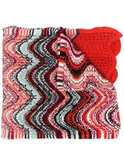 Missoni 刺绣针织围巾 In Red