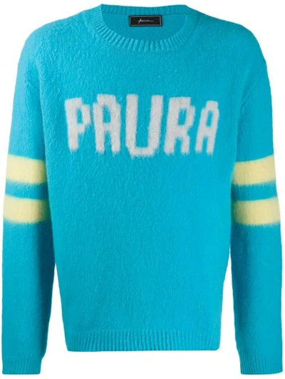 Paura Logo嵌花针织毛衣 In Blue