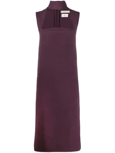 Bottega Veneta Cutout Knitted Turtleneck Dress In Purple