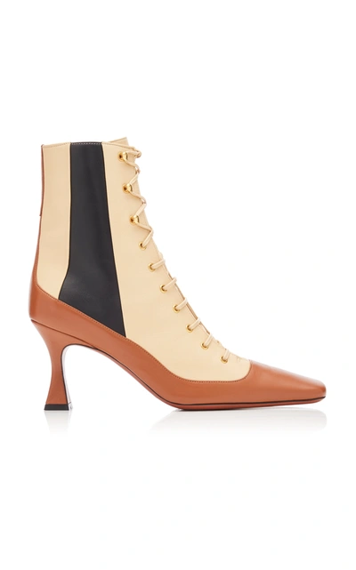 Manu Atelier 80mm Lambskin Tricolor Duck Booties In Beige