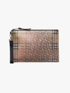 BURBERRY BURBERRY BEIGE MONOGRAM PRINT HOLOGRAPHIC POUCH,801816314343450