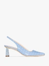 BY FAR BY FAR BLUE DIANA 55 MOCK CROC LEATHER PUMPS,19FWDIANSBD14074543