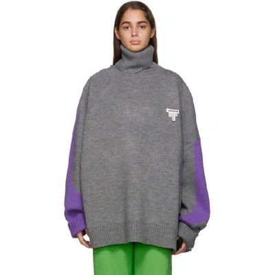 Ader Error Purple And Grey Wool Alden Turtleneck In Prpl Purple