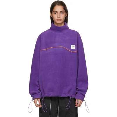 Ader Error Piped Fleece Sweatshirt In Purple In Prpl Purple