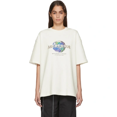Ader Error White Oversized Earth T-shirt In Whte White