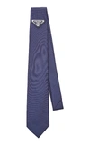 Prada Logo-appliquéd Shell Tie  In Blue
