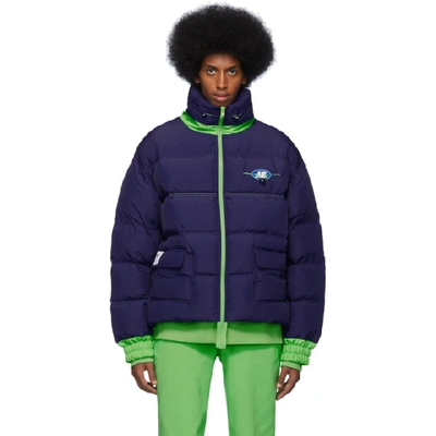 Ader Error Zipped Down Jacket In Blue