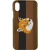 MAISON KITSUNÉ MAISON KITSUNE 棕色狐狸条纹 IPHONE X 手机壳