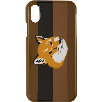 Maison Kitsuné Maison Kitsune 棕色狐狸条纹 Iphone X 手机壳 In Multi